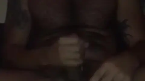 Bearded Guy Stretches Balls During Solo Masturbation