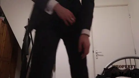 Twink in Suit Jerks Off with Dress Shoes