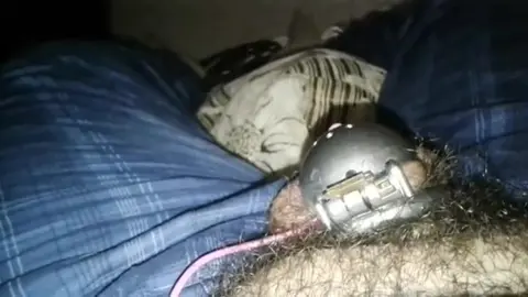 Gay Sub Locked in Chastity Device