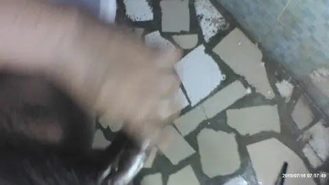 Black Guy Strokes in Bathroom