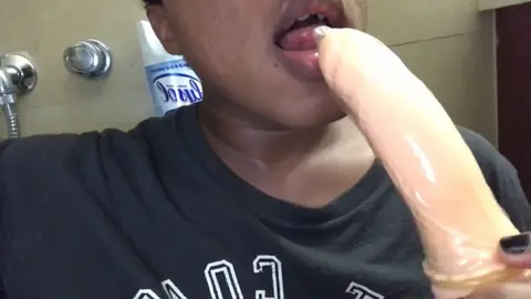 Trans Girl Deepthroats Dildo in Solo Play