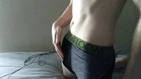 Guy Jerks Off in Underwear, Cums in Afternoon