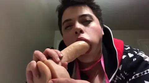 Femboy Gives Sloppy Blowjob