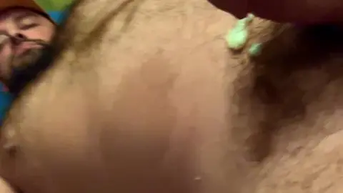Hairy Daddy Shoots Load on Couch