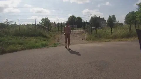 Naked Guy Jerks Off in Public Outdoor Risky Scene