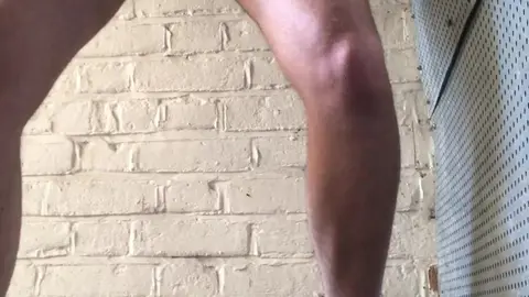 Public Jerk Off at Abandoned Factory with Sock Ball Stretching