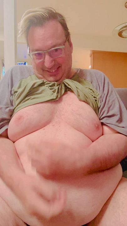 Chubby Guy Shows Off Big Belly