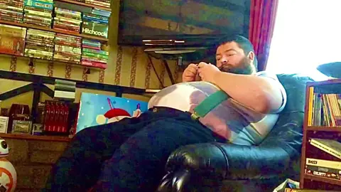 Hairy Bear Masturbates with Pipe
