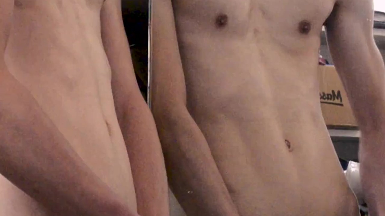 Solo Guy Wanks by Mirror with Cockring and Nipple Play