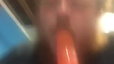 Chubby Guy Sucks Dildo in Solo Play