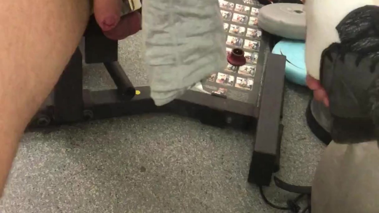 Jock Shows Off Thick Dick in Gym with Heavy Ball Weights