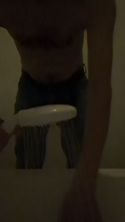 Guy Washes Hair in Morning Shower