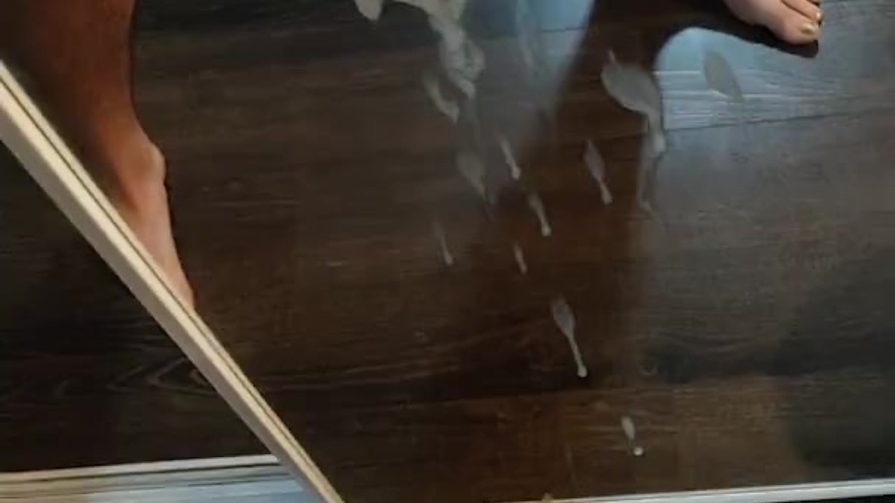 Guy Cums Against Mirror with Huge Load