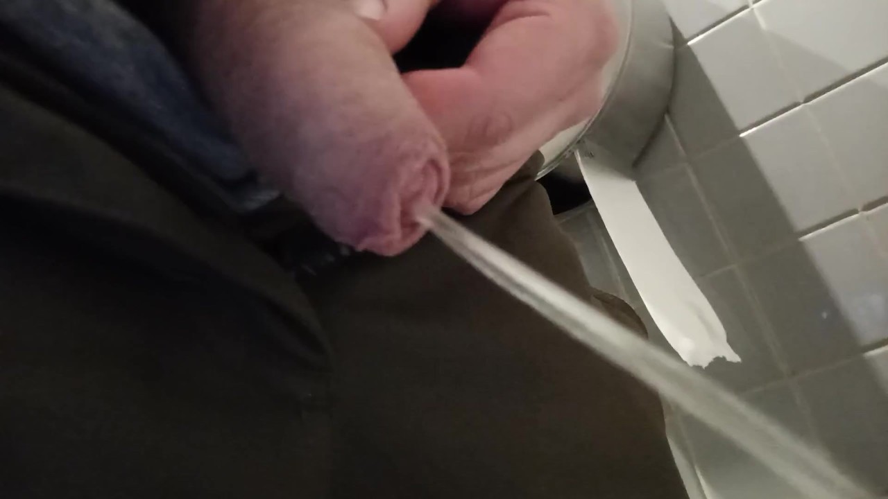 Public Toilet Pissing with Uncut Dick Exposure