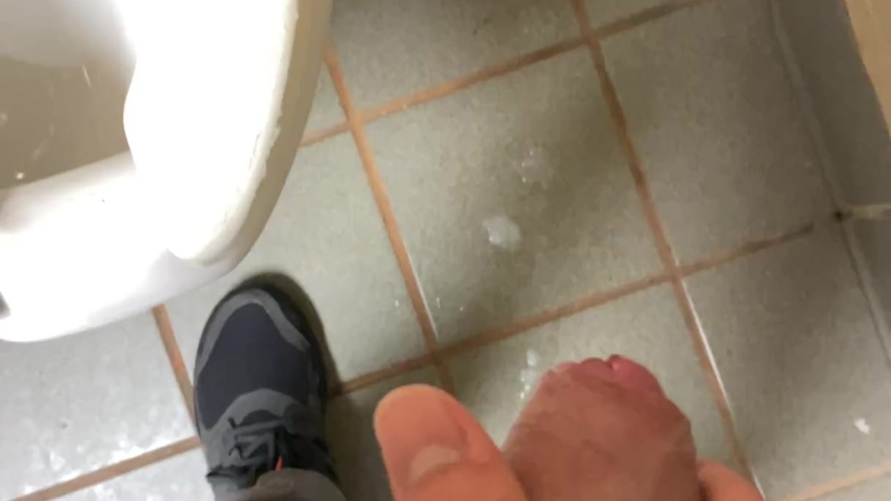 Guy Jerks Off in Public Restroom Stall