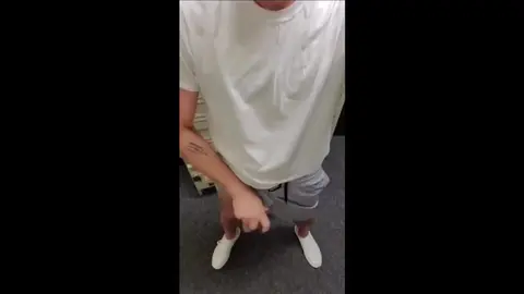 Solo Office Guy Strokes Huge Cock