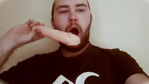 Guy Sucks Vibrator to Full Mouth Orgasm