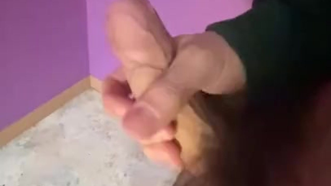 Guy Strokes His Big White Cock at Work