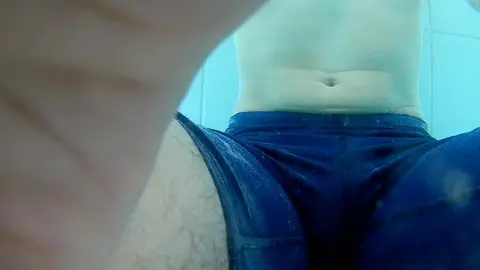 Twink in Speedos Gets Off in Pool