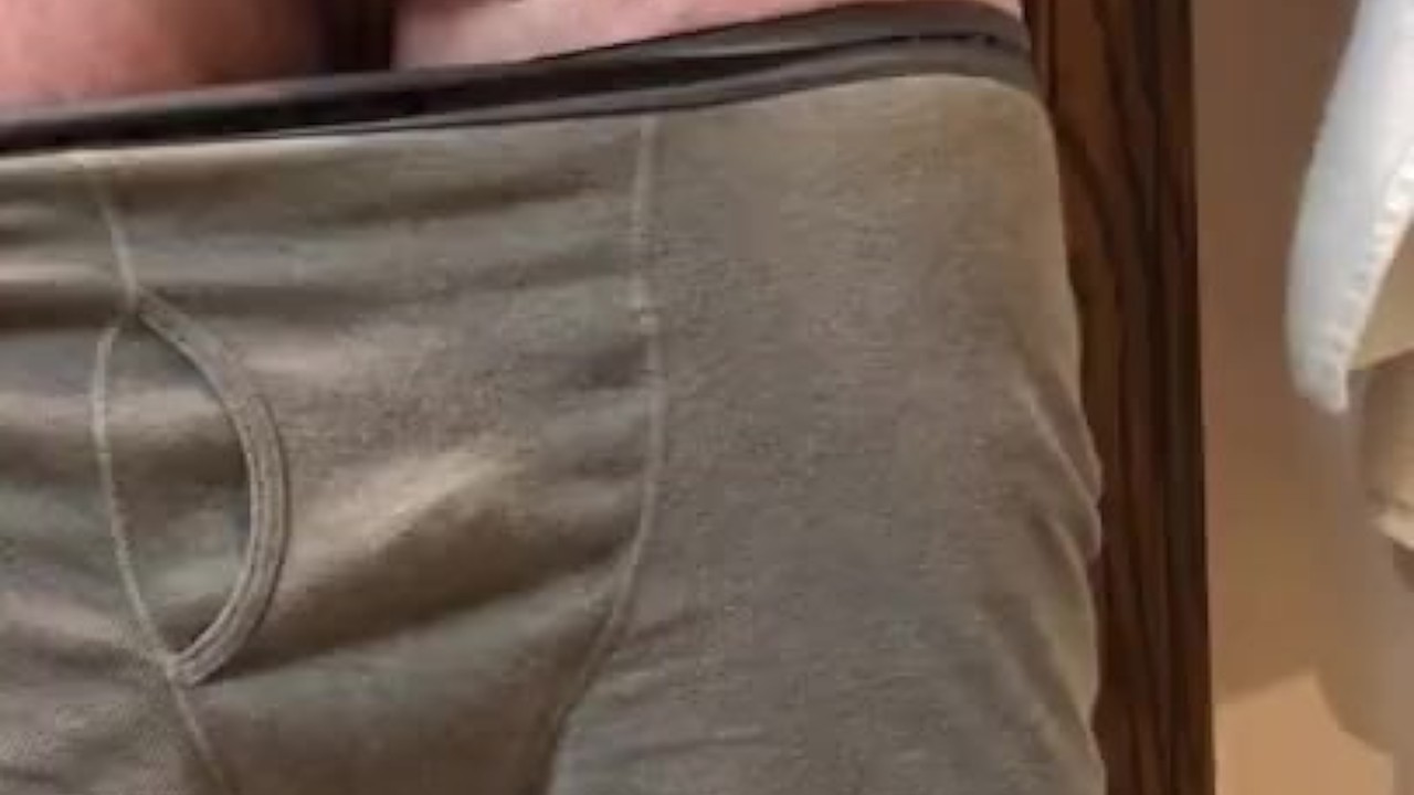 Guy Cums in Briefs Before Shower