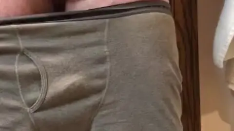 Guy Cums in Briefs Before Shower