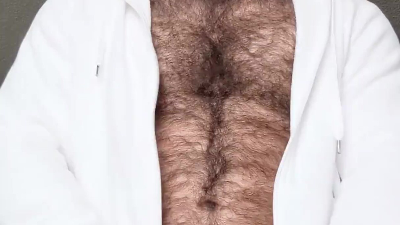 Hairy Bear Masturbates to Explosive Cumshot