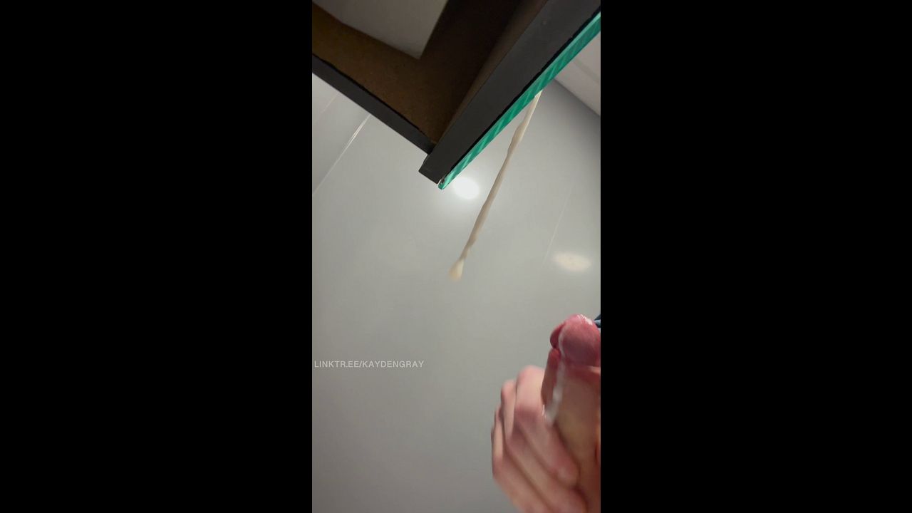 Guy Cums on Public Toilet Mirror