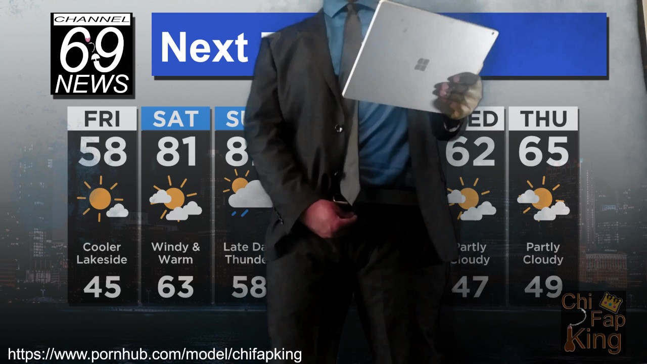 Chubby Weather Man Masturbates in Suit