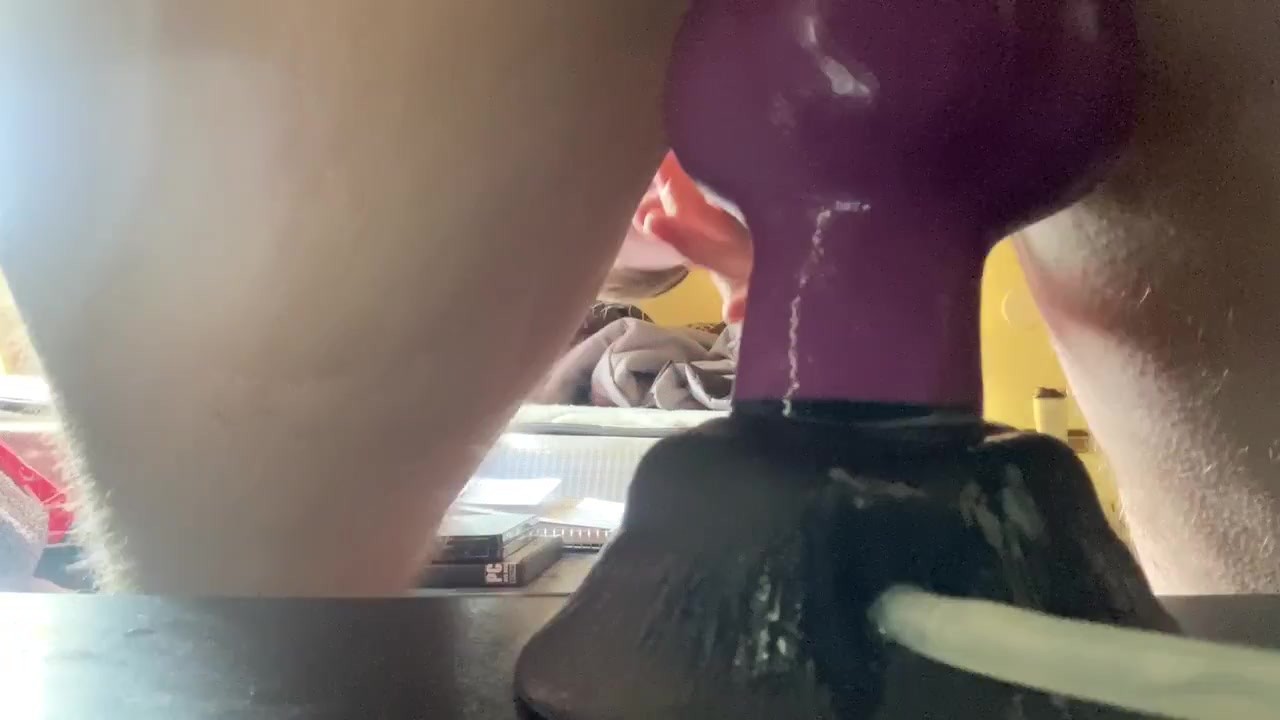Twink Rides Huge Dildo Knots to Orgasm