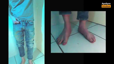 Twink Holds Then Pisses Himself Barefoot