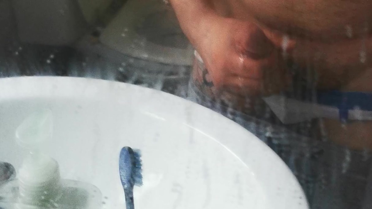 Guy Cums in Bathroom