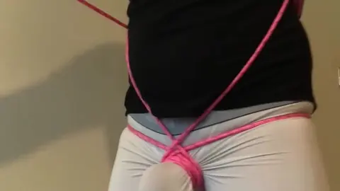 Muscular Guy Tied Up in Rope Bondage for Ball-Busting