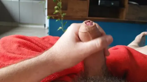 Hairy Bear Masturbates with Uncut Dick to Climax