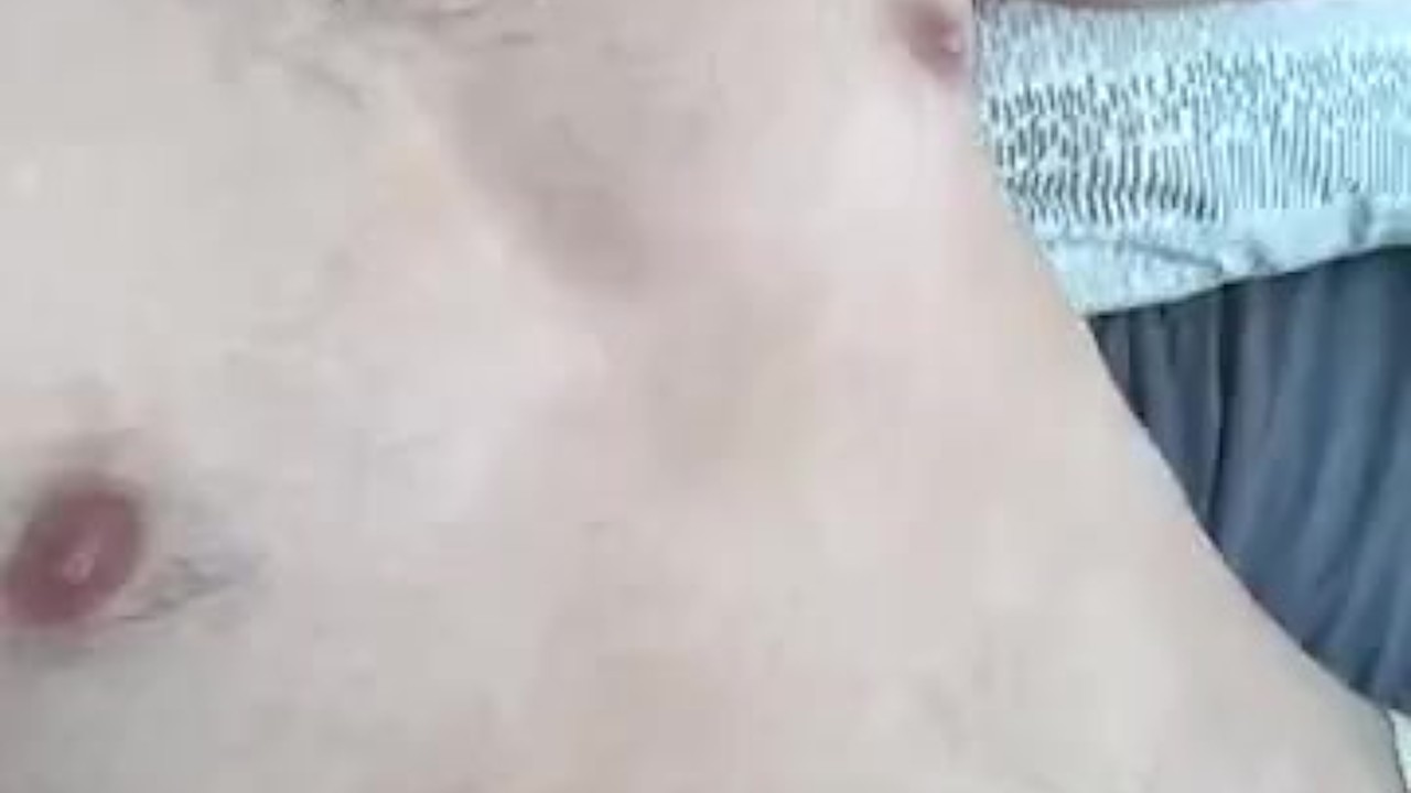 Muscular Guy Flexes Biceps & Chest in POV