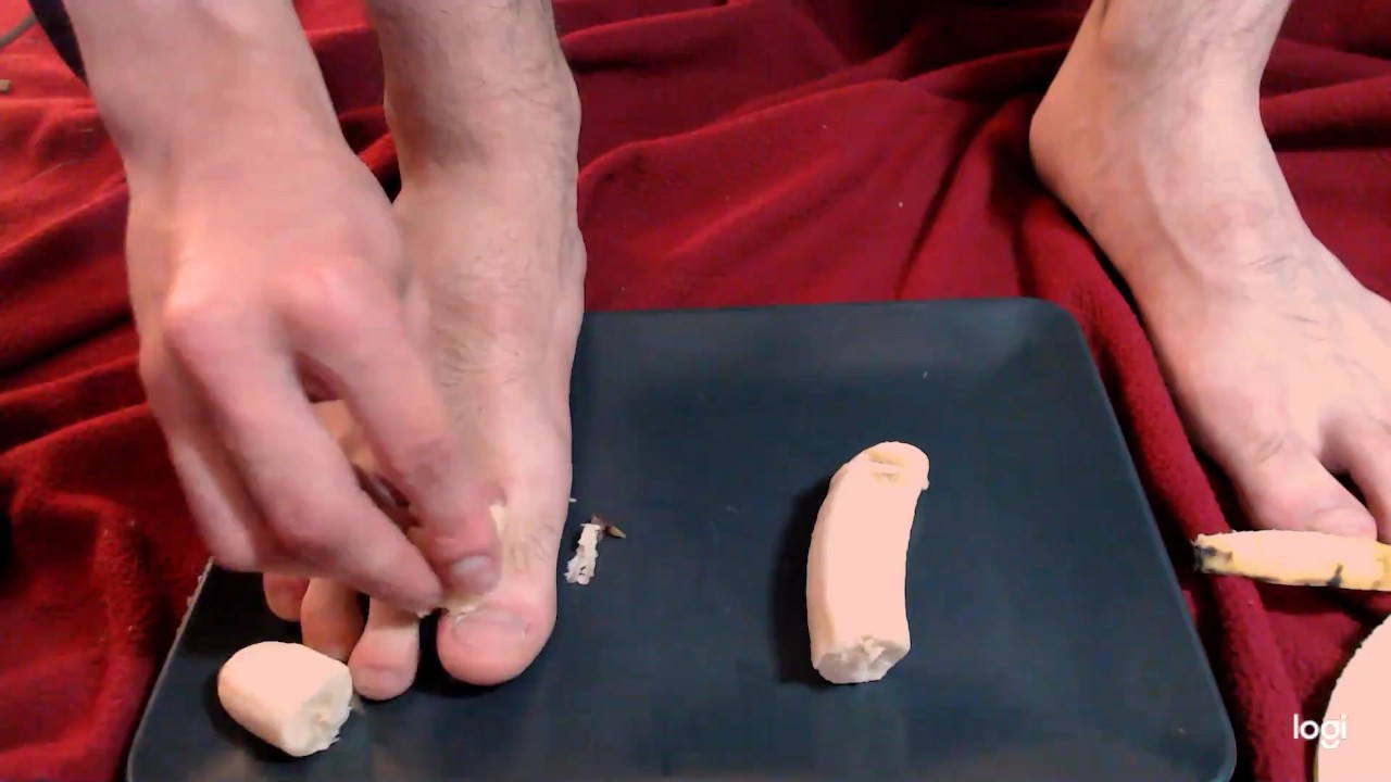 Sweaty Feet Worship with Banana Eating