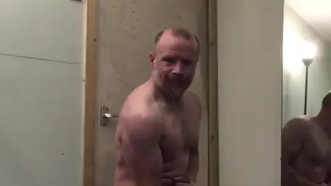 Muscle Guy Jerks Off Huge Cock While Pumping Biceps