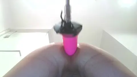 Guy Uses Pink Dildo for Anal Play
