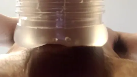 Guy Uses Fleshlight for Closeup Masturbation