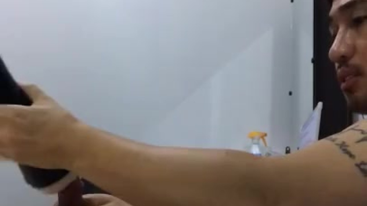 Guy Uses Flashlight for Naughty Fun