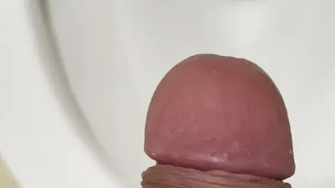 Horny Guy Cums in Toilet After Holding Back