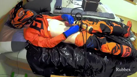 Guy Wears Blue Gloves for Fetish Play