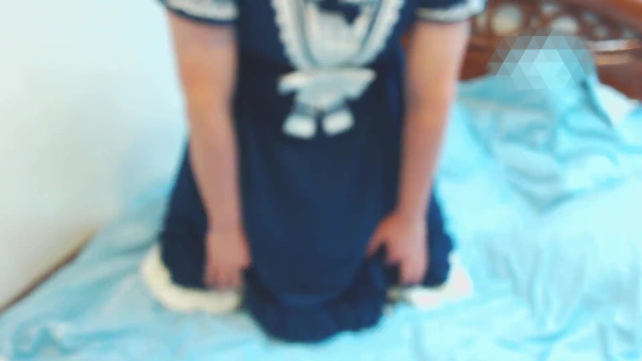 Crossdresser in Sailor Dress and Diaper Jerks Off