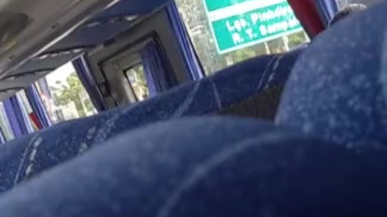 Fat Guy Cums on Bus with Loud Moans