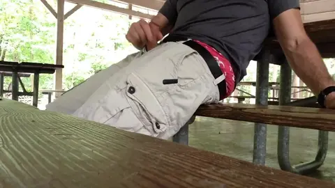 Guy Masturbates at Campground Picnic Area