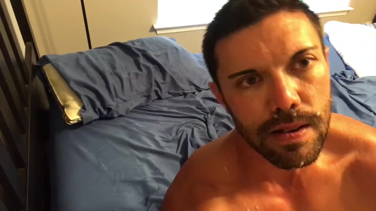 Guy Masturbates with Toy, Eats Own Cum