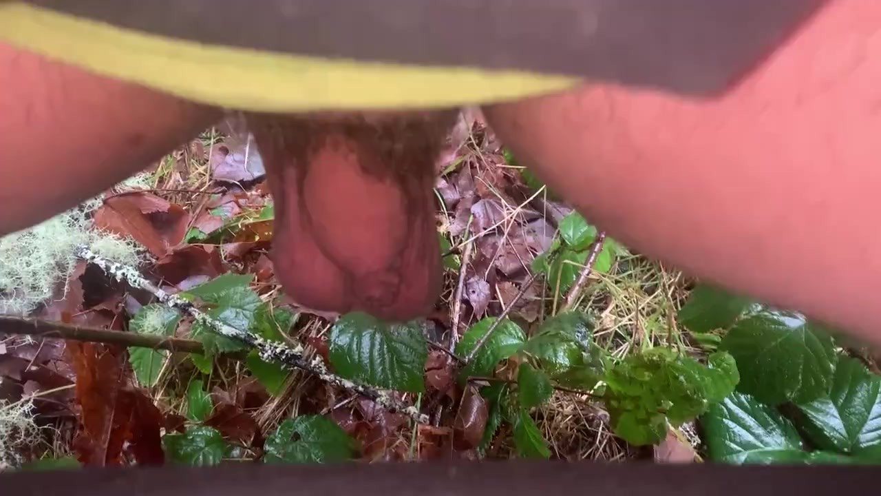 Guy Crouches to Pee Outside, Lets Out a Fart