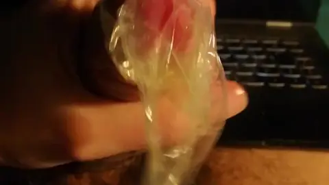 Gay Guy Edges and Leaks in Condom