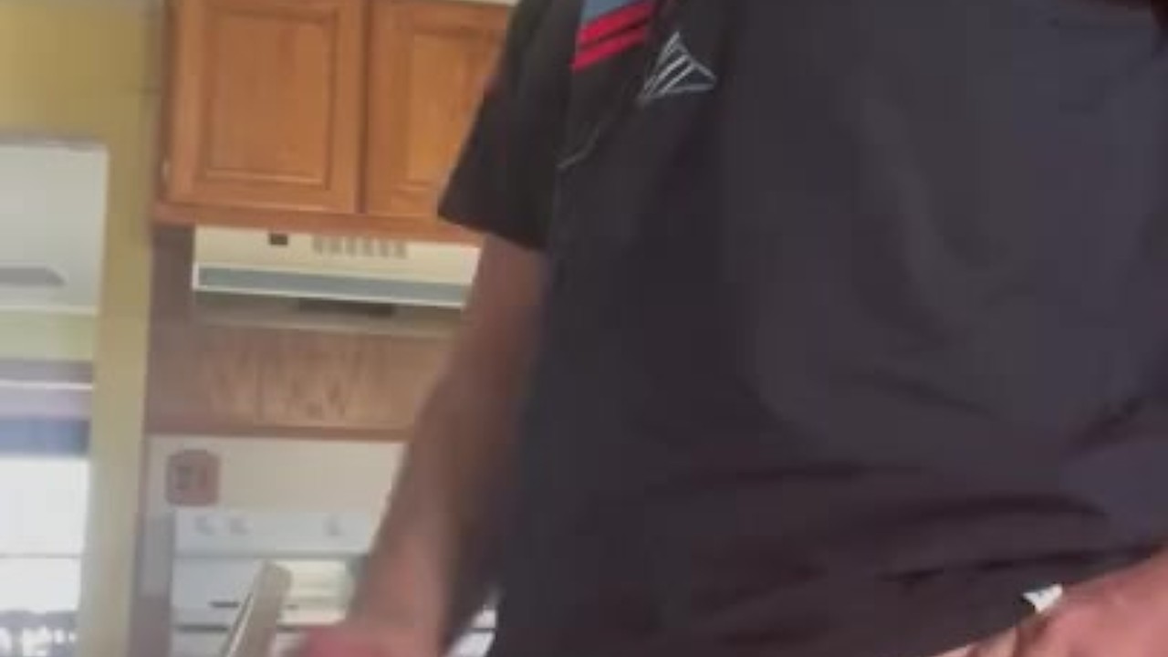 Solo Guy Jerks Off in Kitchen
