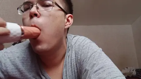 Guy Gives Blowjob with Dildo Play
