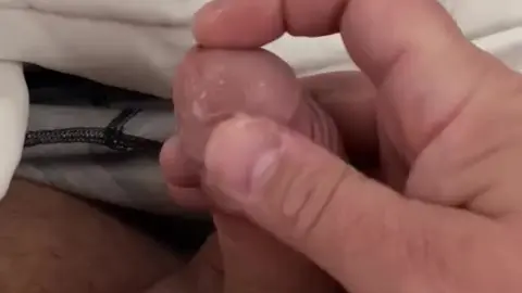 Guy Plays with Cum and Shows Off Small Dick